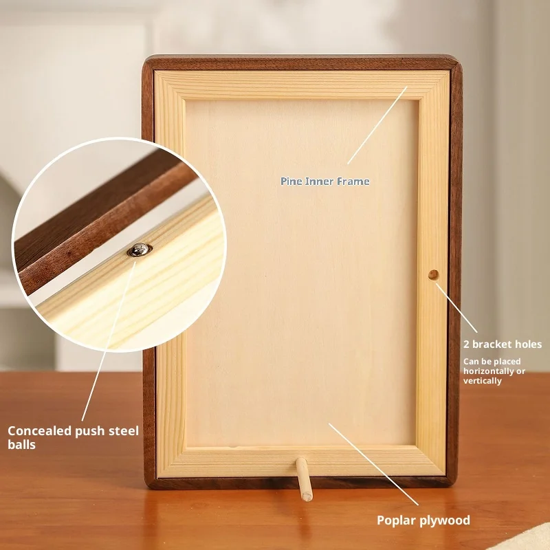 Solid Wood Rounded Corner Square Photo Frame Tabletop and Wall-Mount Display, Premium Quality Picture Frame Home Decor