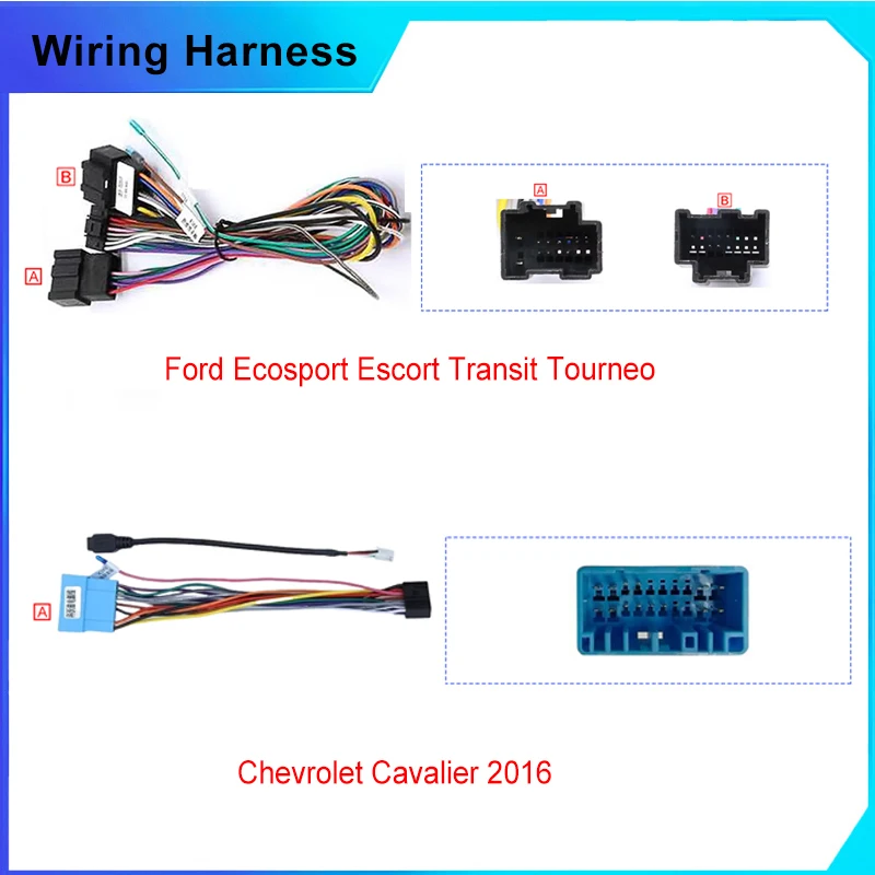 Radio Wiring Harness Adapter 16 Pin Car Android For Ford Focus Mondeo Chevrolet GM Jeep 16pin Wiring Harness Plug Power Cable
