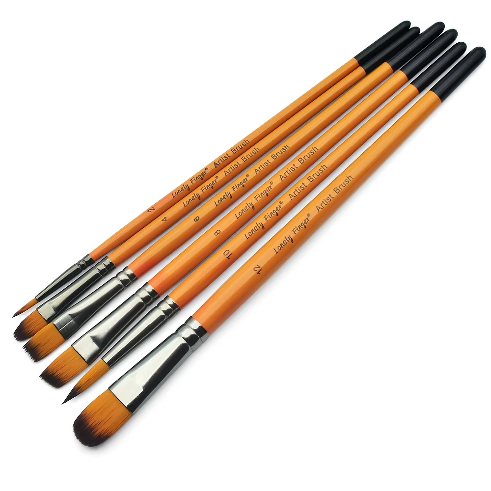 Paint Brushes Set, 1 Pack 6Pcs Paintbrushes Nylon Hair Artist Paint Brushes, for Acrylic Oil Watercolor, Miniature Detailing