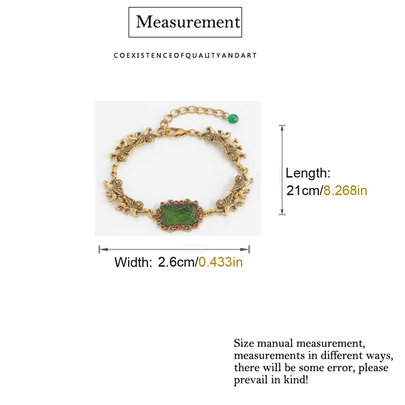 Vintage Green Glass Bracelet Charm Square Relief Lion Woman Jewelry Real Gold Plated Luxury Designers Summer Accessories 2025