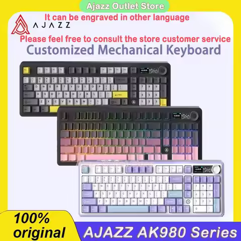 AJAZZ AK980 Series RGB Wireless Mechanical / Wired Magnetic Switches Hot-swappable PBT Keycaps, Low-noise Gaming Custom Keyboard