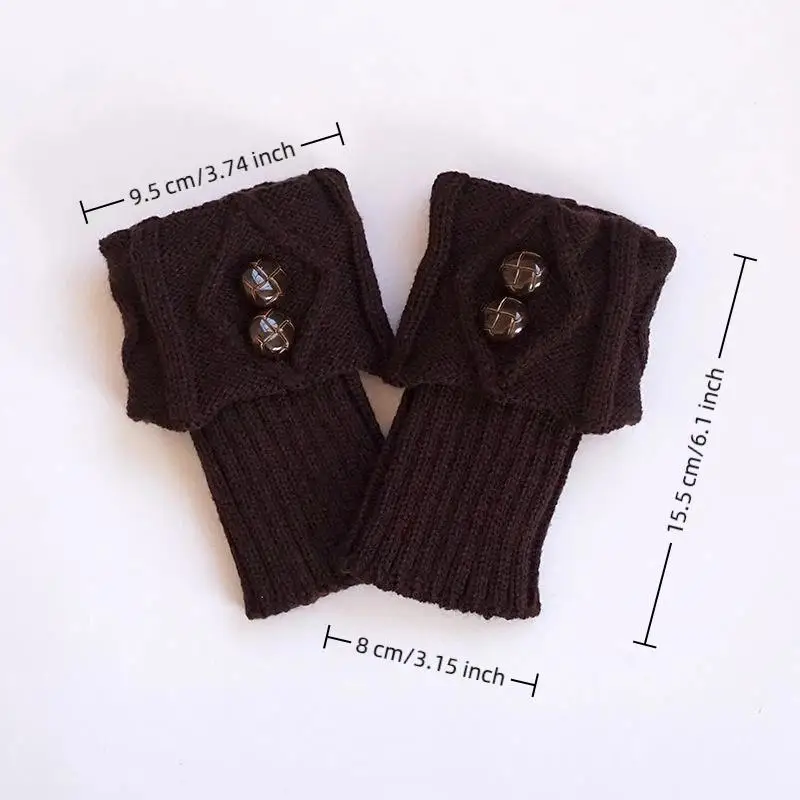 1 Pairs الخريف الشتاء المرأة قصيرة المعين الوجه 2 زر جهاز تدفئة القدمين محبوك جوارب قماشية موضة واقي أحذية بلاستيك تدفئة الساق