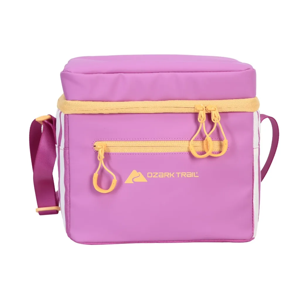 Summer Vibes Bright Pink Soft Cooler Bag with Removable Hard Liner 6 Quart 6 Can Capacity Insulated Picnic Lunch Box for Outdoor Camping Beach Travel view 2