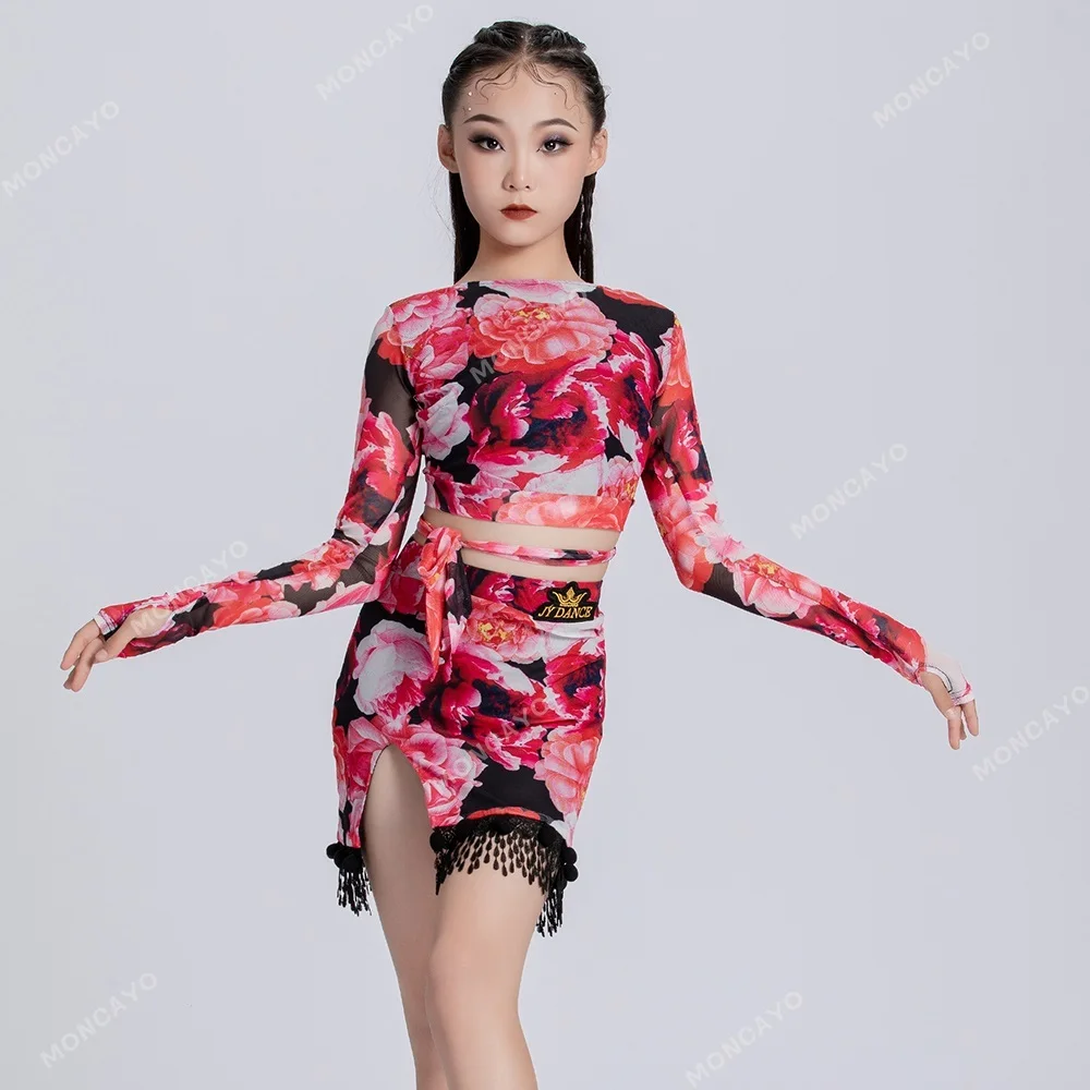 

Fringe Tango Latin Dance Dress Girls Tassel Samba Salsa Dancing Dress Kids Ballroom Dance Dresses Standard Latin Practice Dress