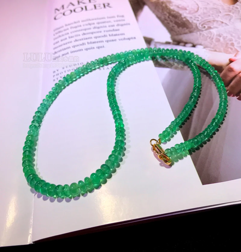 AAA Emerald green roundelle 3-5mm chocker necklace 40CM  nature  wholesale beads AA gemstone for woman gift