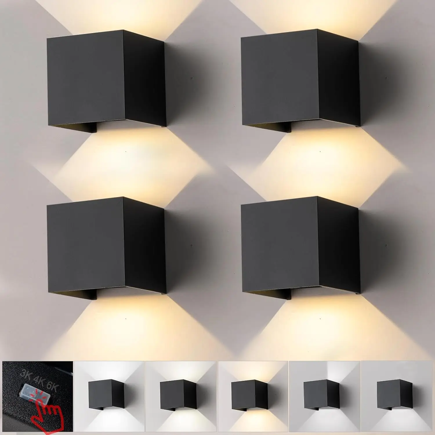 

Современные светодиодные уличные настенные светильники, регулируемый угол луча, 15 Вт, для крыльца и интерьера, комплект из 4 штук, от теплого до холодного белого света