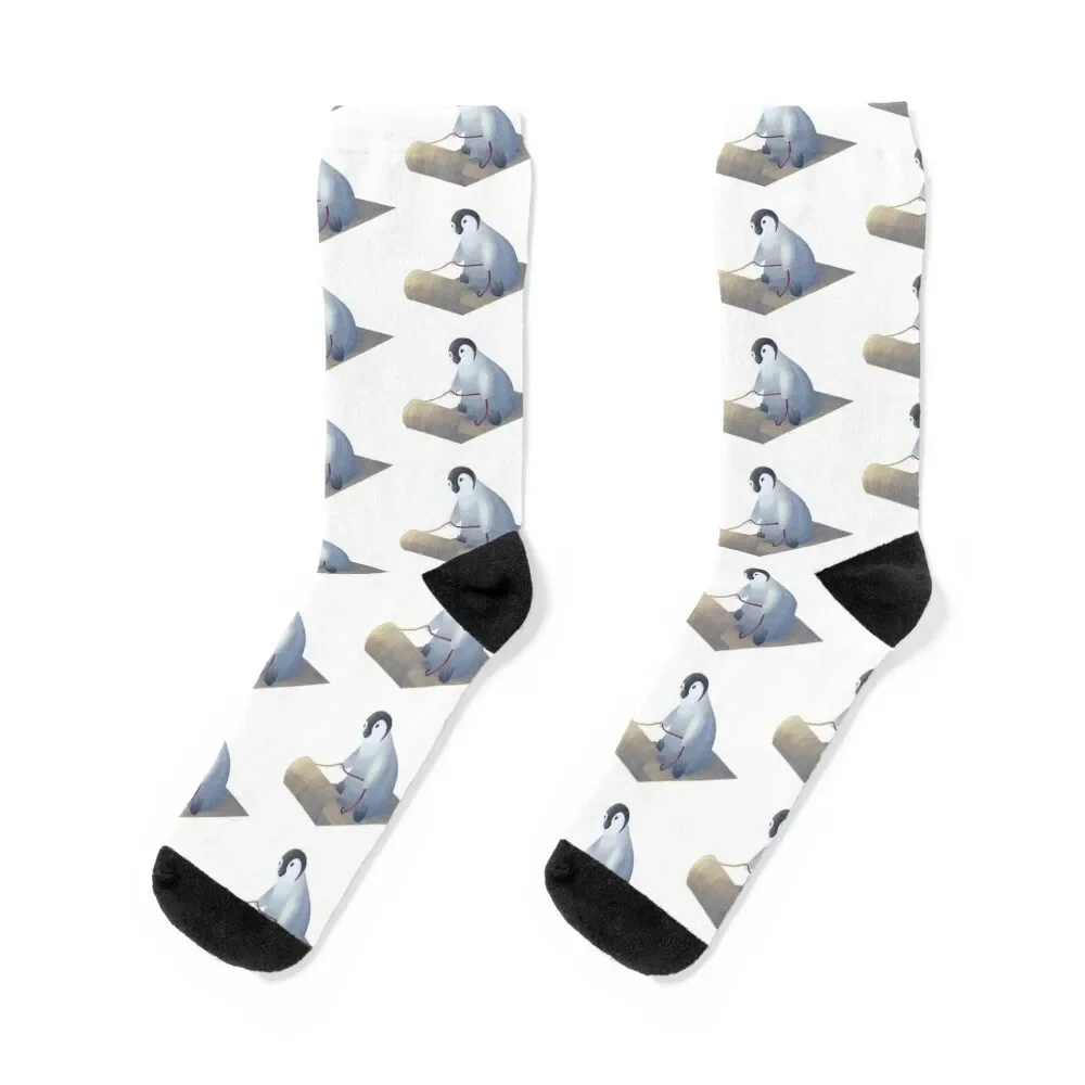 

Sledding Penguin Socks with print Soccer Men Socks Women's