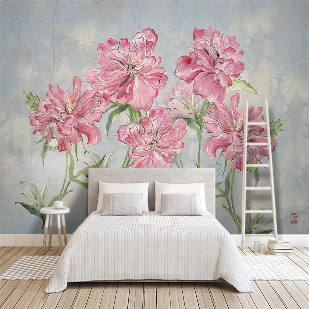 

Фотообои на заказ, обои для спальни, гостиной, ТВ, дивана, фон, идиллические 3D акварельные розовые цветы, обои