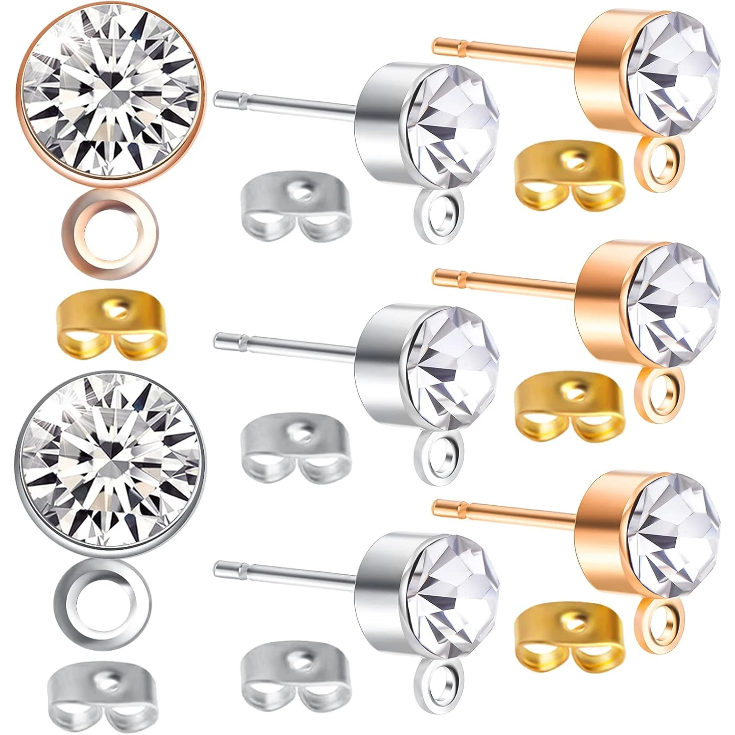 

100 шт. гипоаллергенных швенз для серег со стразами и 100 шт. застежек-бабочек для серег для самостоятельного изготовления украшений