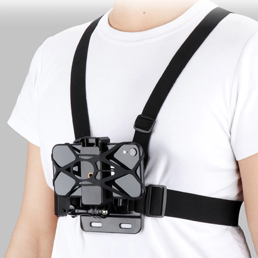 Chest Strap Kit Accessories, Mount Belt with Phone Holder, Chest Strap for Gopro Hero Action Camera Smartphone insta360 iPhone