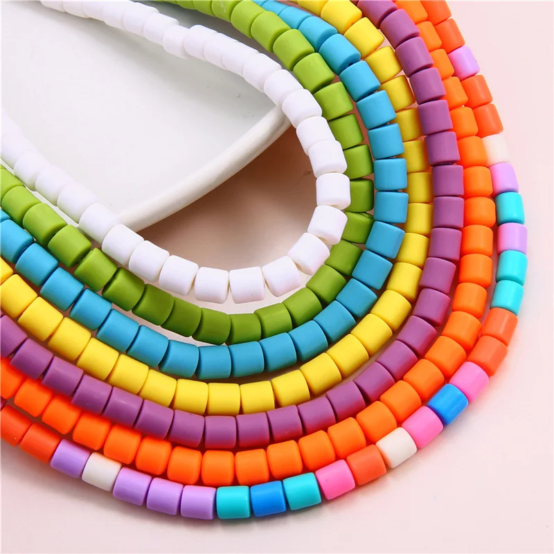 

62pcs 6x6mm Cylinder Polymer Clay 38cm Strand Beads Lot For Jewelry Making DIY Bracelet Findings