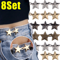 1/8set Adjustable Waist Buckle Star Shape Jean Pant Button Detachable Alloy Waist Tightener Clothing Accessories DIY Sewing Tool