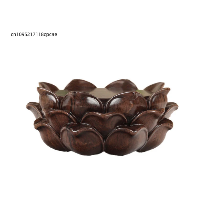 8-28cm Ornament Tea Sets Pedestal Ebony Lotus Base Wooden Display Stand for Buddha Statue Vase Bonsai Plant Home Office Decor