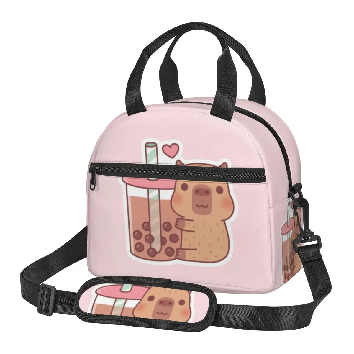 

Cartoon Capybara Lunch Bag Large Insulated Lunch Boxes with Adjustable Shoulder Strap for Women Kids Work Trip