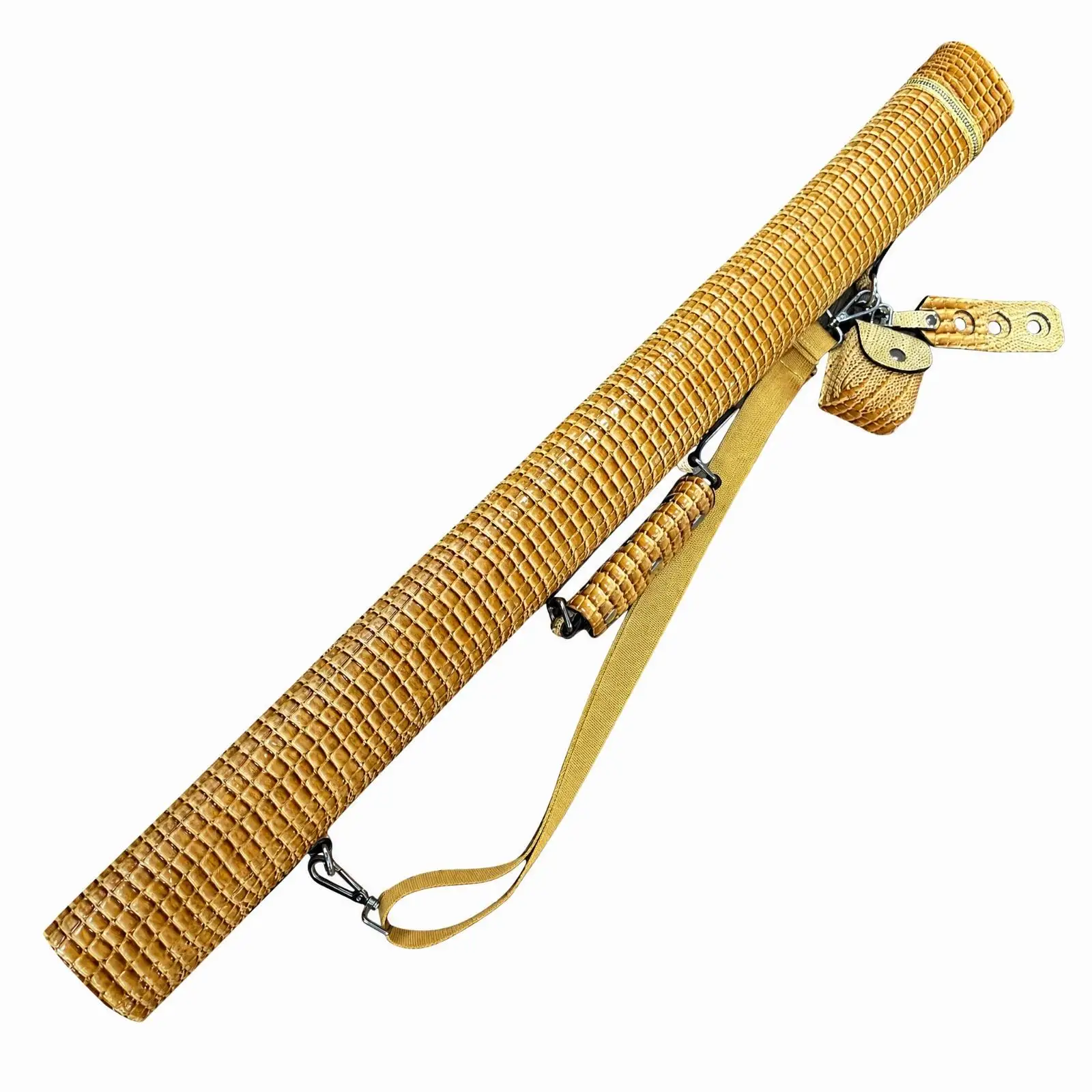 Two Section Billiard Stick Carrier Case PU Leather Embossed Croc Pattern with Adjustable Strap for Pool Players