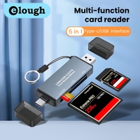 Elough 5-in-1 USB 3.0 Card Reader SD/CF/TF Memory Card Micro SD SLR Camera Type C Dual-Purpose OTG Car USB Read Card