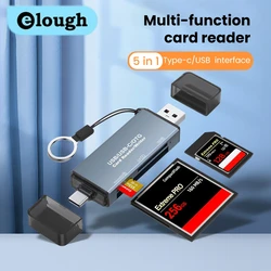 Elough-lector de tarjetas USB 3,0 5 en 1, tarjeta de memoria SD/CF/TF, Micro SD SLR, cámara tipo C, de doble uso OTG, USB para coche