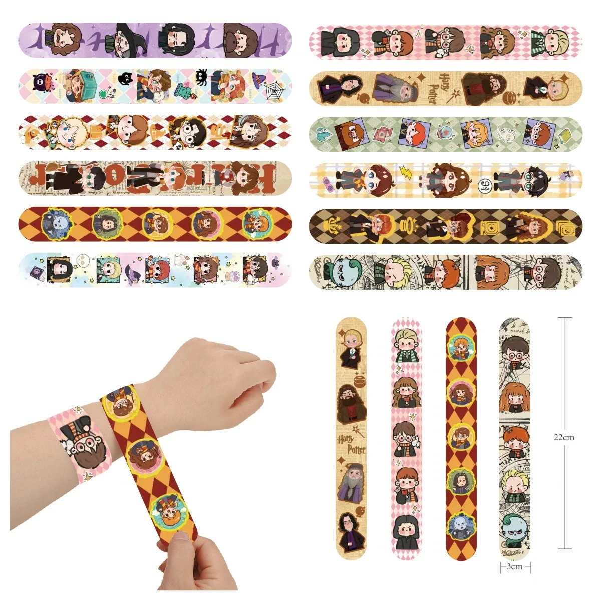 12Pcs Set Harry Potter Slap Bracelets Cartoon Anime PVC Wristbands Snap Bands Kids Party Toy Supplies