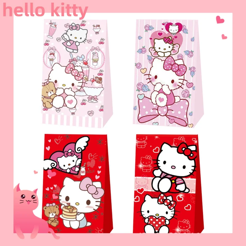 

hello kitty gift bag folding pocket candy bag birthday party party decoration supplies paper christmas halloween decoration12pcs