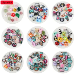 15pcs Mixed Style Silicone Focus Beads Cartoon Animal Silicone Beads DIY Jewelry Accessories For Beaded Pen Keychains Making