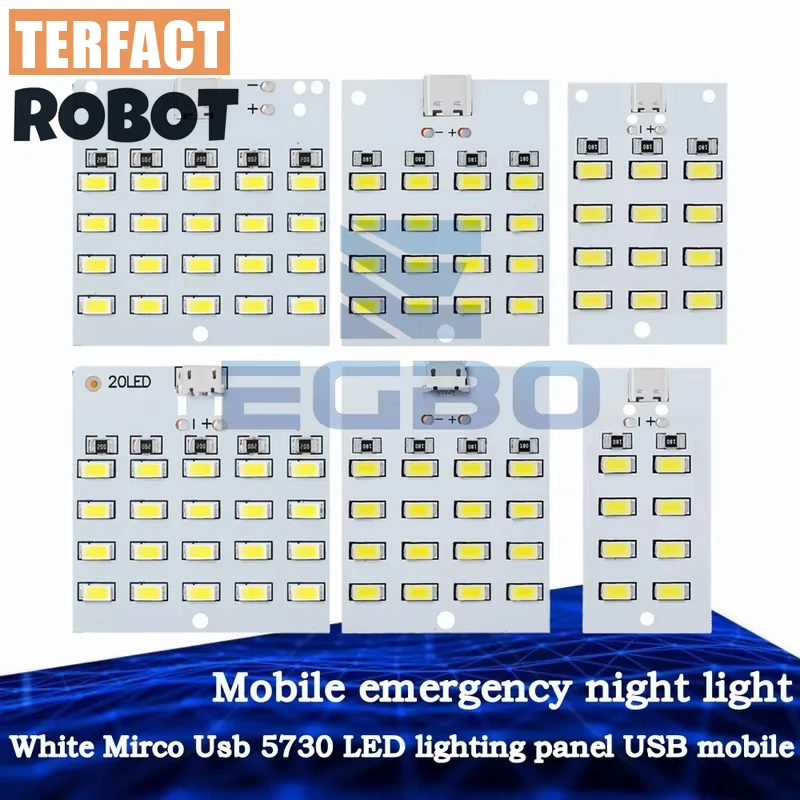1~10PCS EGBO 5730 smd 5V 430mA~470mA White Mirco Usb 5730 LED lighting panel USB mobile light Emergency light night light