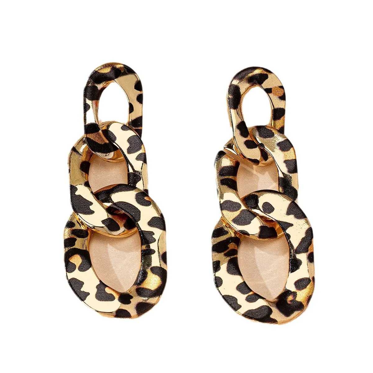 Earrings For Women Retro Temperament Long Metal Chain Leopard Print Holiday Party Gift Ear Accessories Fashion Jewelry E533