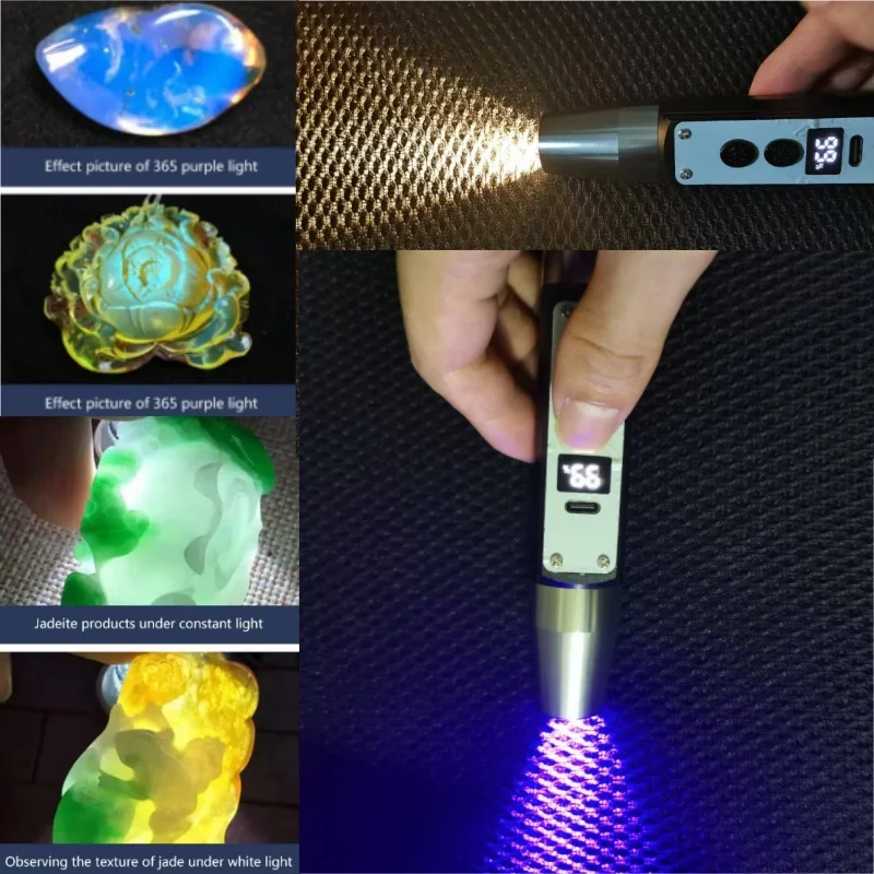 New Professional Jade Identification Torch White/Yellow/purple 365nm UV Flashlight Ultraviolet Gems Jewelry Amber Detector