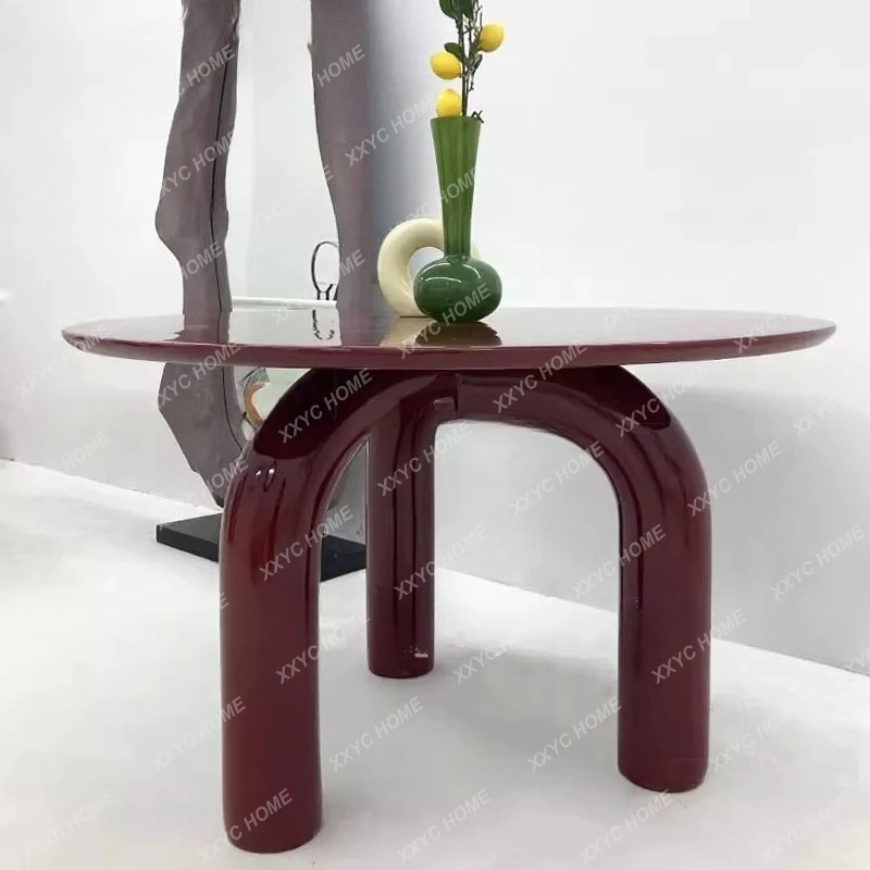 

Medieval fiberglass table foot hourglass dining table minimalist cream wind