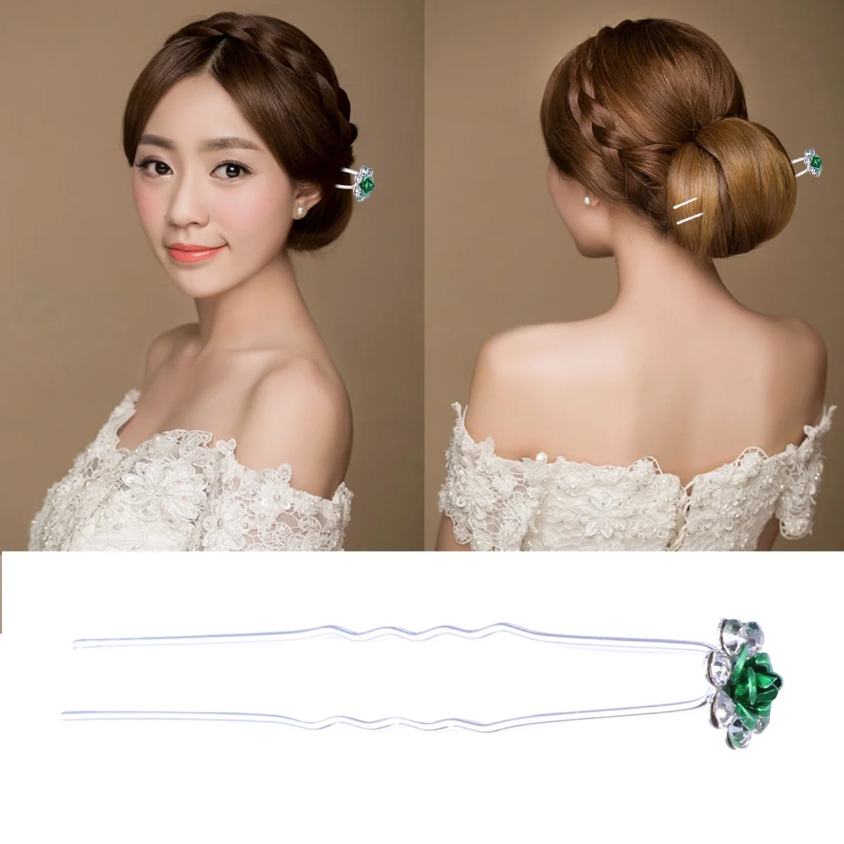 

20 шт., свадебная заколка для волос со стразами, цветочный дизайн для невесты, подружки невесты, свадебная повседневная одежда, зеленая женская заколка для волос, свадебная палочка для волос