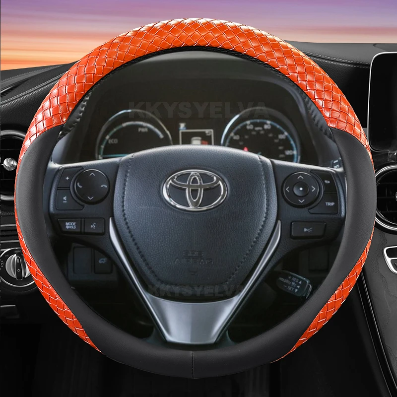 PU Leather Car Steering Wheel Cover For Toyota RAV4 2013-2019 Corolla 2013-2017 Scion iM 2016 Auris 2013-2016 Auto Accessories 3