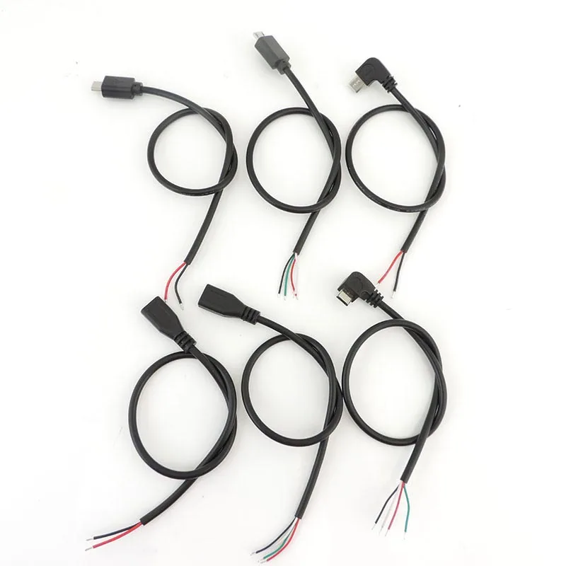 Micro USB 2.0 A Female male Jack charging Connector repair welding cable 2/4 Pin 4 Wires Data Charge Cord DIY for Android e1