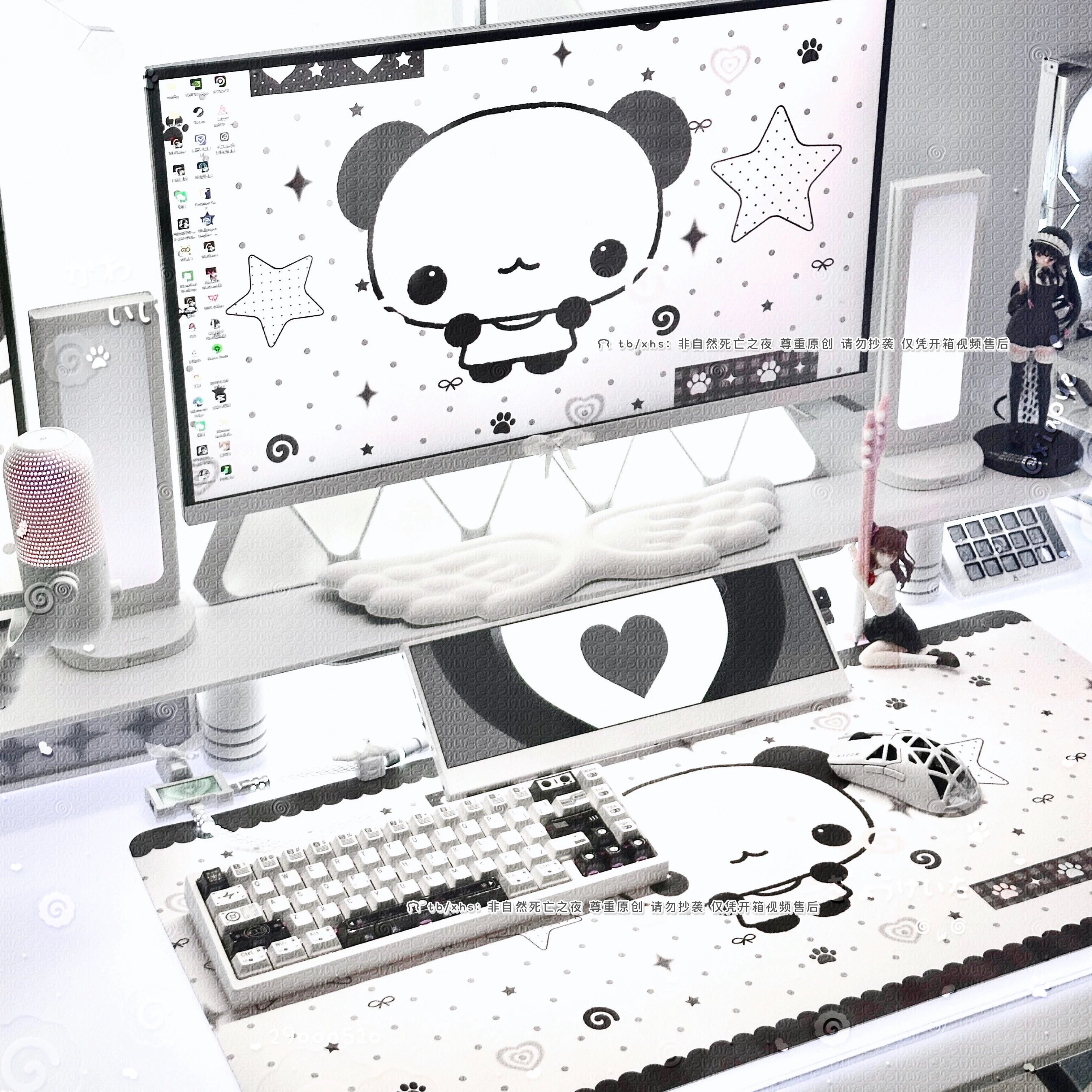Anime-Style Leather Mouse Pad Kawaii Cute Panda Pattern Anti-slip Table Mat Girl Student Office Study Computer Keyboard Pad Gift