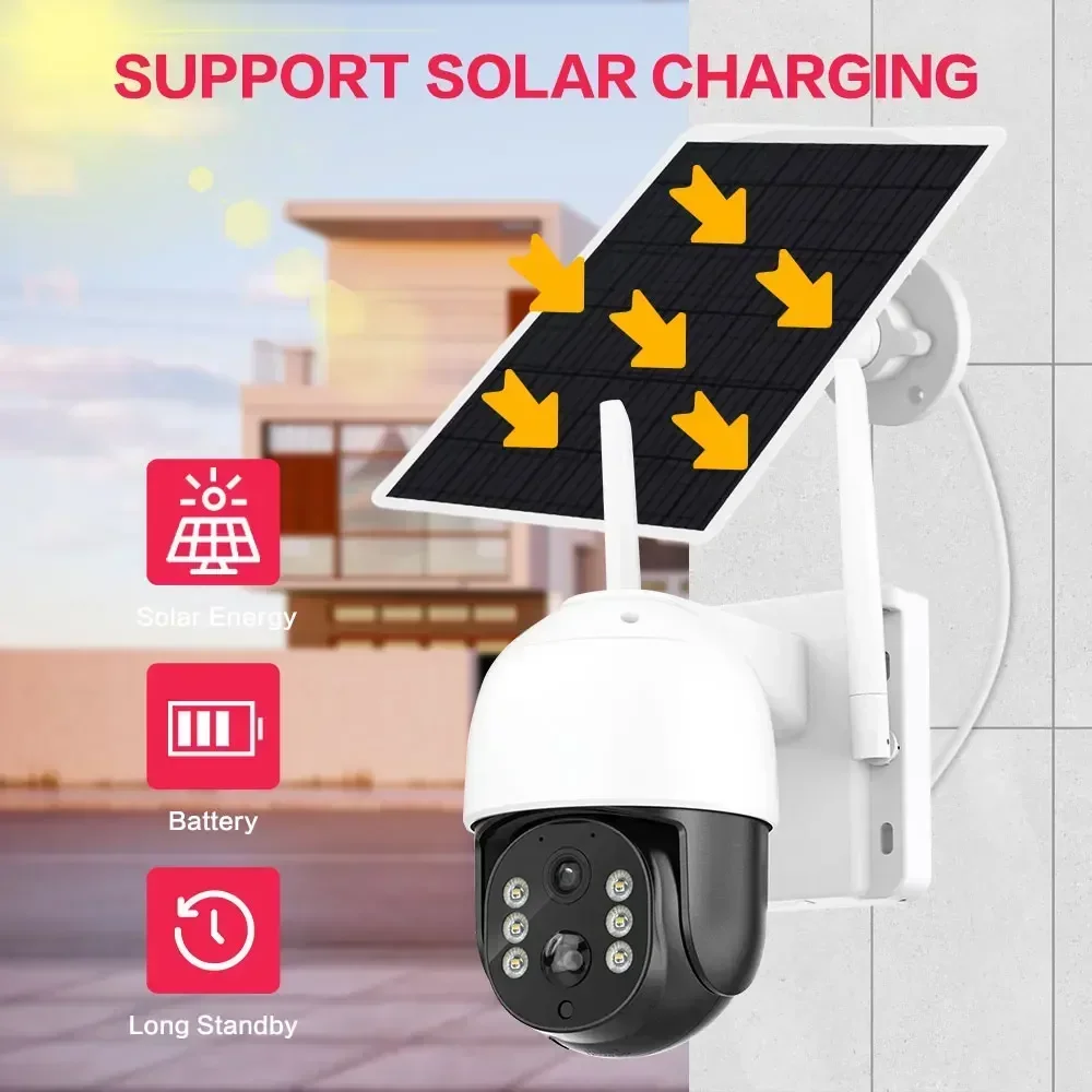 Cámara IP Solar PTZ giratoria de 4MP y 360 grados, 8CH, 5MP, WIFI, NVR, detección de movimiento, alarma, grabación, visión nocturna a Color, CCTV, cámara de seguridad