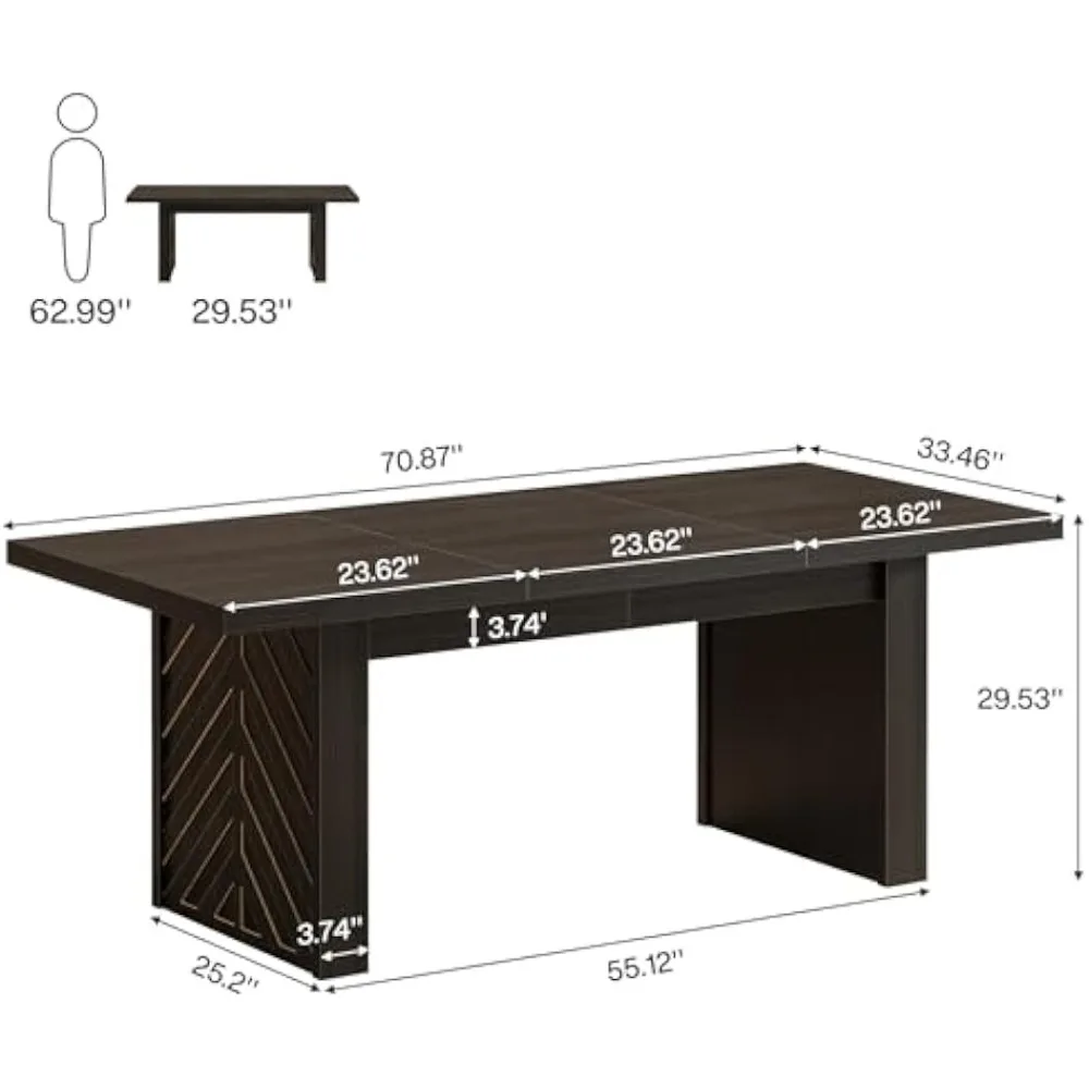 70.9-Inch Wood Executive Desk, Large Office Desk Workstation with Spacious Desktop, Computer Table Conference Table for Office