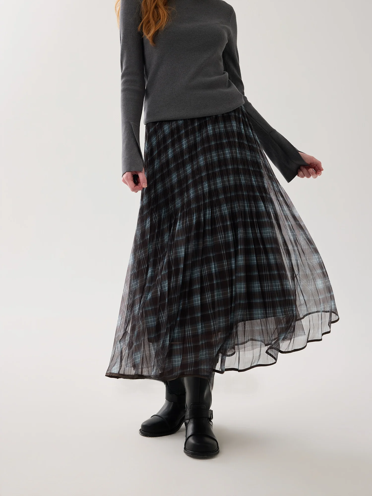 

Se Tiing Pattern f Skirt Pleated Crt Me Big Skirt Swingy Leisure Polyester Fiber A-Line Skirt with Inner