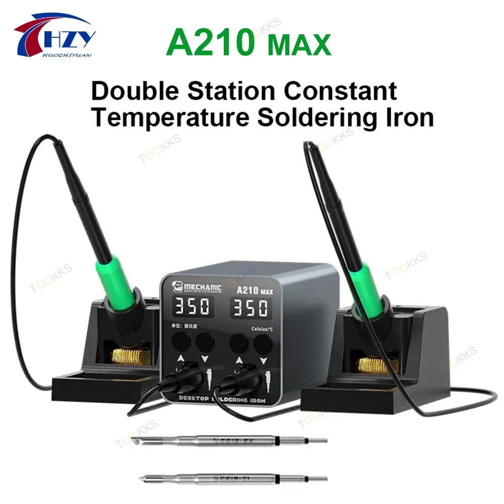 MECHANIC A210 MAX Soldering Station C210 Tips Double Station Welding Rework Station For Cell-Phone PCB SMD IC Repair Solder Tool