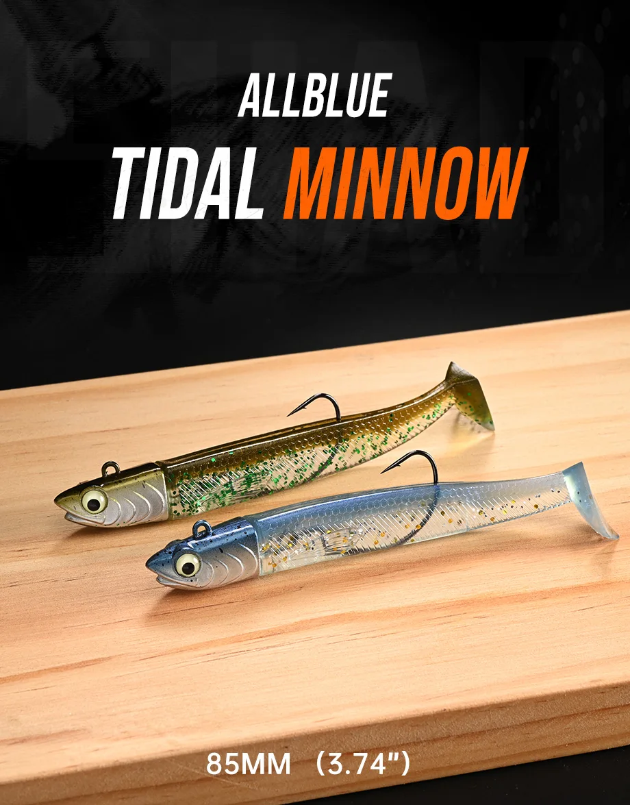 ALLBLUE Tidal Minnow 85mm 15,8g Schwarzer Weicher Angelköder Paddle Tail Jig Head Vinyls Vibration Künstlicher Köder Salzwasser-Ausrüstung – Detail 1