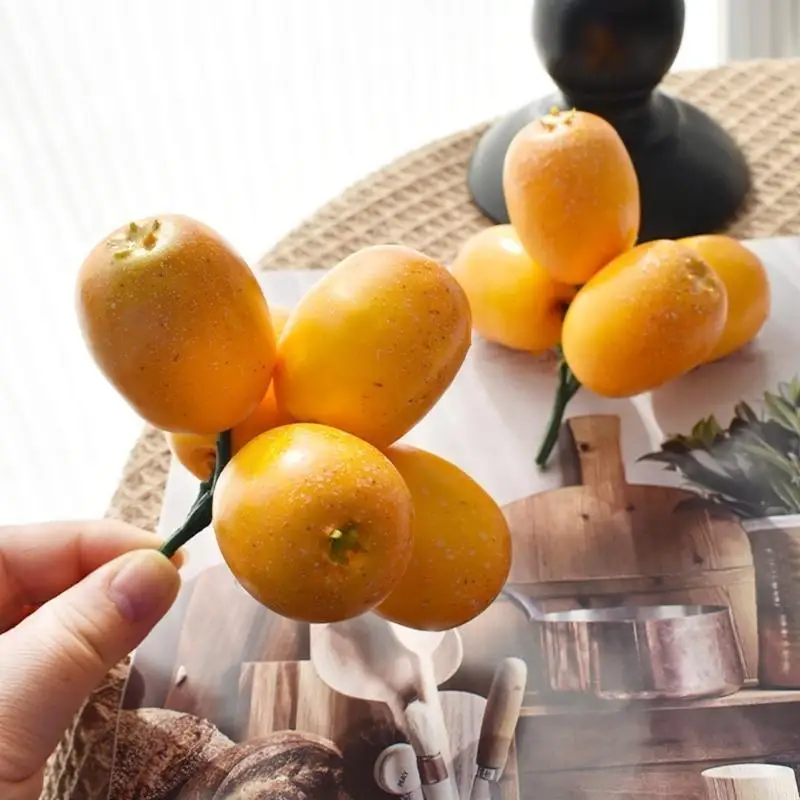 Artificial Loquat Fruit Realistic Simulation Fruits Model for Home Kitchen Dining Table Decoration Simulation Loquats