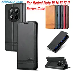 Redmi Note 12 13 14 15 PRO PLUS Retro Wallet Leather Case Flip Magnet Auto Closed Cover For XIAOMI Redmi Note 11 14 PRO+ Bags