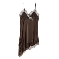 MUJER Lace Slip Mini Dress Women Satin Backless Summer Dress Woman Asymmetric Party Women's Dress Sexy Beach Dresses for Women 4