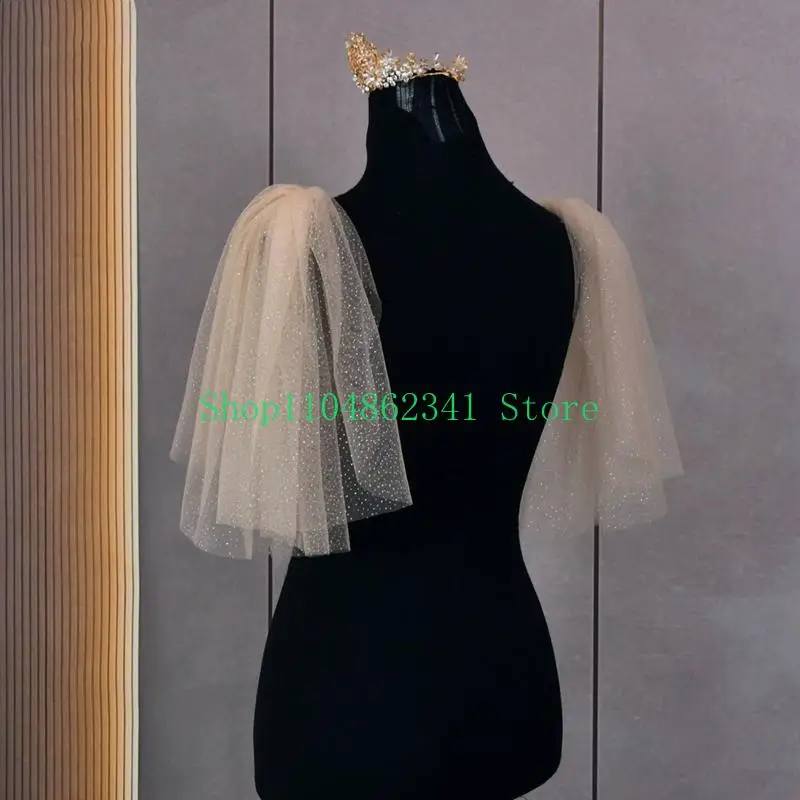 652F Bridal Wedding Shinning Shawl Sheer Wrap Wedding Shawl Shrug with Gilding Design