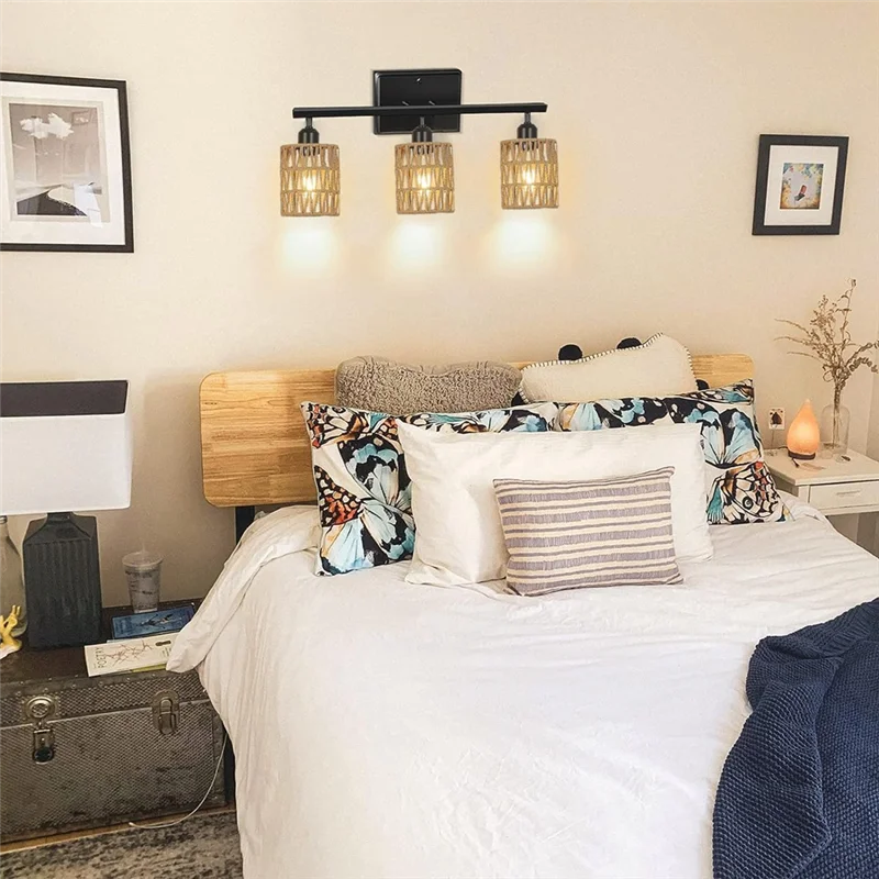 

Boho Shades Replacement 5.9In Height Pendant Sconce Shade Ceiling Fan Light Covers Cylinder Woven Lampshade