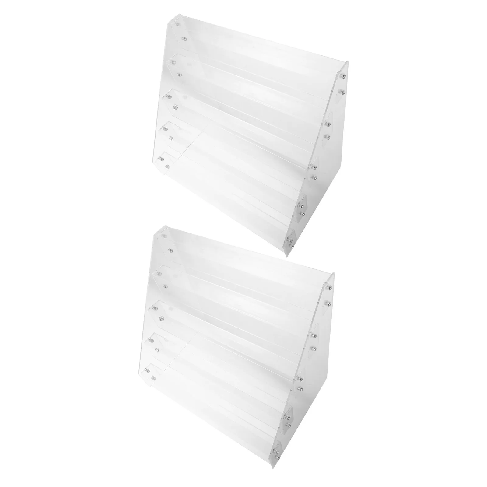 2Pcs Acrylic Lipstick Display Stand Clear Multi-Tier Organizer Desktop Storage Box Nail Polish Rack Makeup Vanity