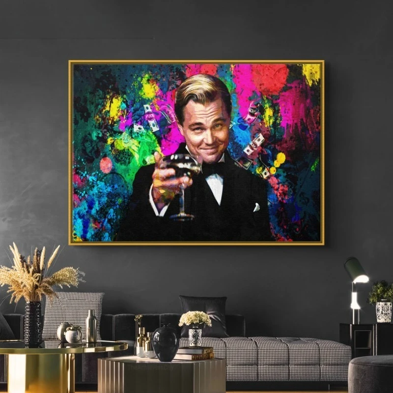 Abstract Cheers Canvas Print Wall Art, Movie Gates Motivational Poster, Watercolor Cheering Painting for Living Room Decor Gift