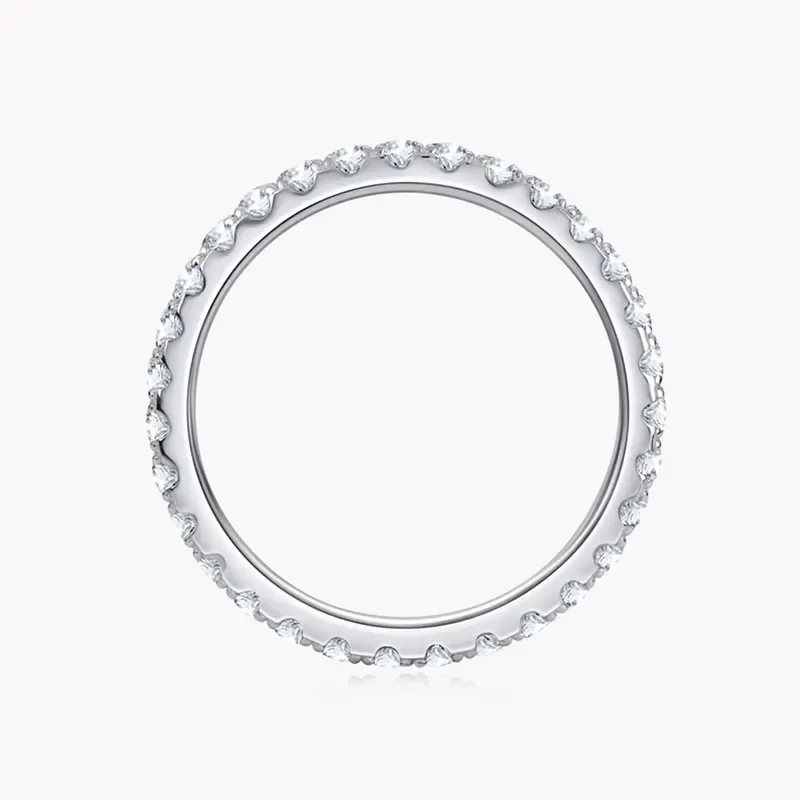 KNOBSPIN 2mm D Color Moissanite Ring 925 Sterling Sliver Solid 18k White Gold Eternity Band Wedding Engagement Rings For - view 4
