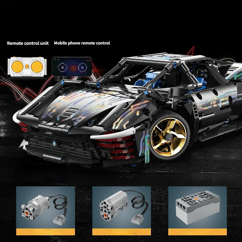 Black Building blocks Roadster RC Tech Racing 1:14DIY Roadster building blocks assembled building blocks car toy birthday gift