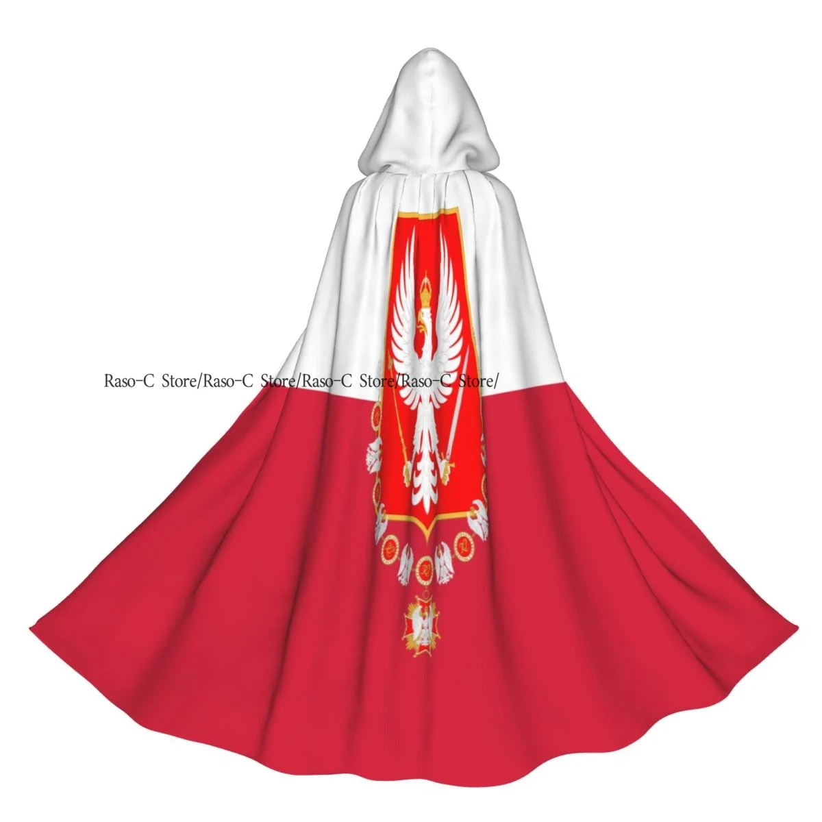 بولندا لامع العلم الجرونج مقنعين عباءة البوليستر للجنسين الساحرة الرأس زي التبعي #2