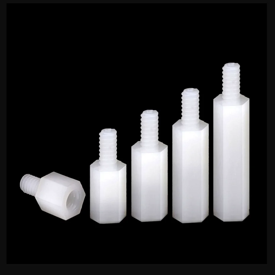 Lot50 Metric M2x5/6/8/10/12/15/18/20+5mm Hexagon Nylon Threaded Spacers Bolt