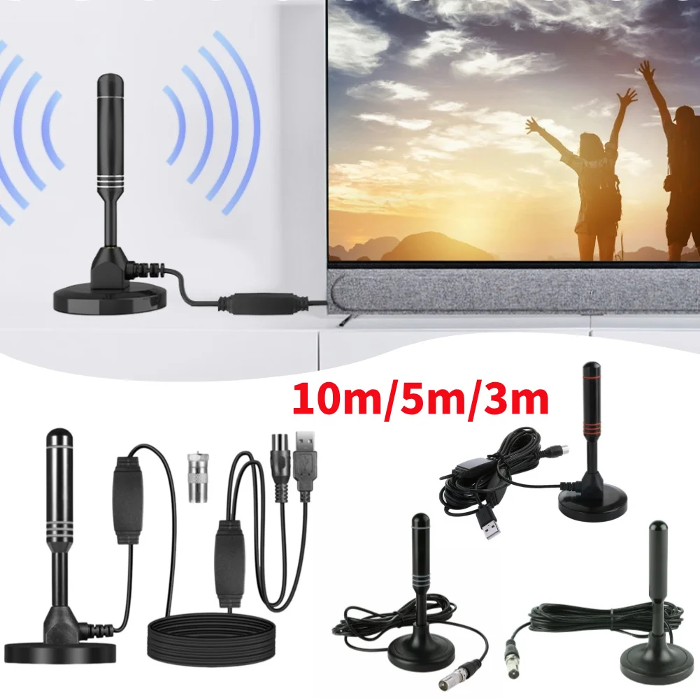 10m/5m/3m Digital TV Antenna 37dB High Gain Amplified HDTV Antenna Multi-use HDTV Digital Box Indoor Antenna Support 4K 1080p