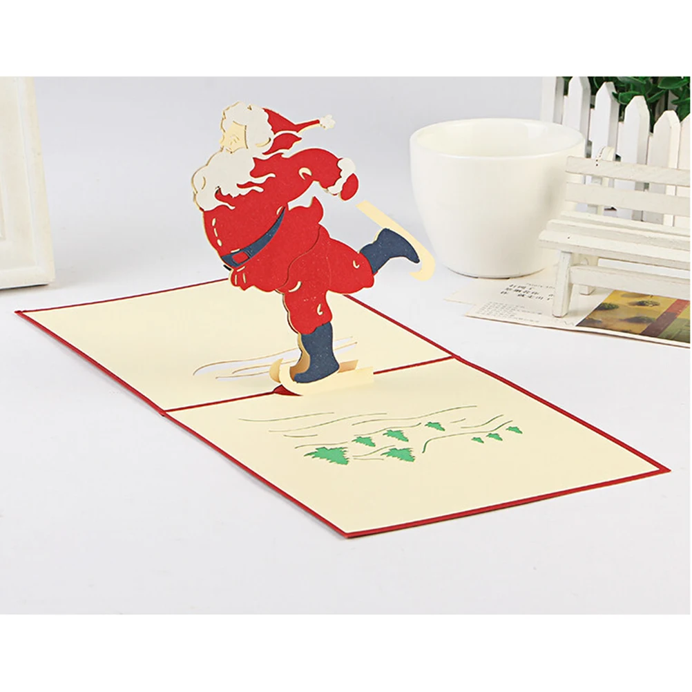 

5pcs 15X15X3Cm Christmas 3D Greeting Cards Pop Up Handmade Paper Envelope Surprise Gift For Lover Friends Children